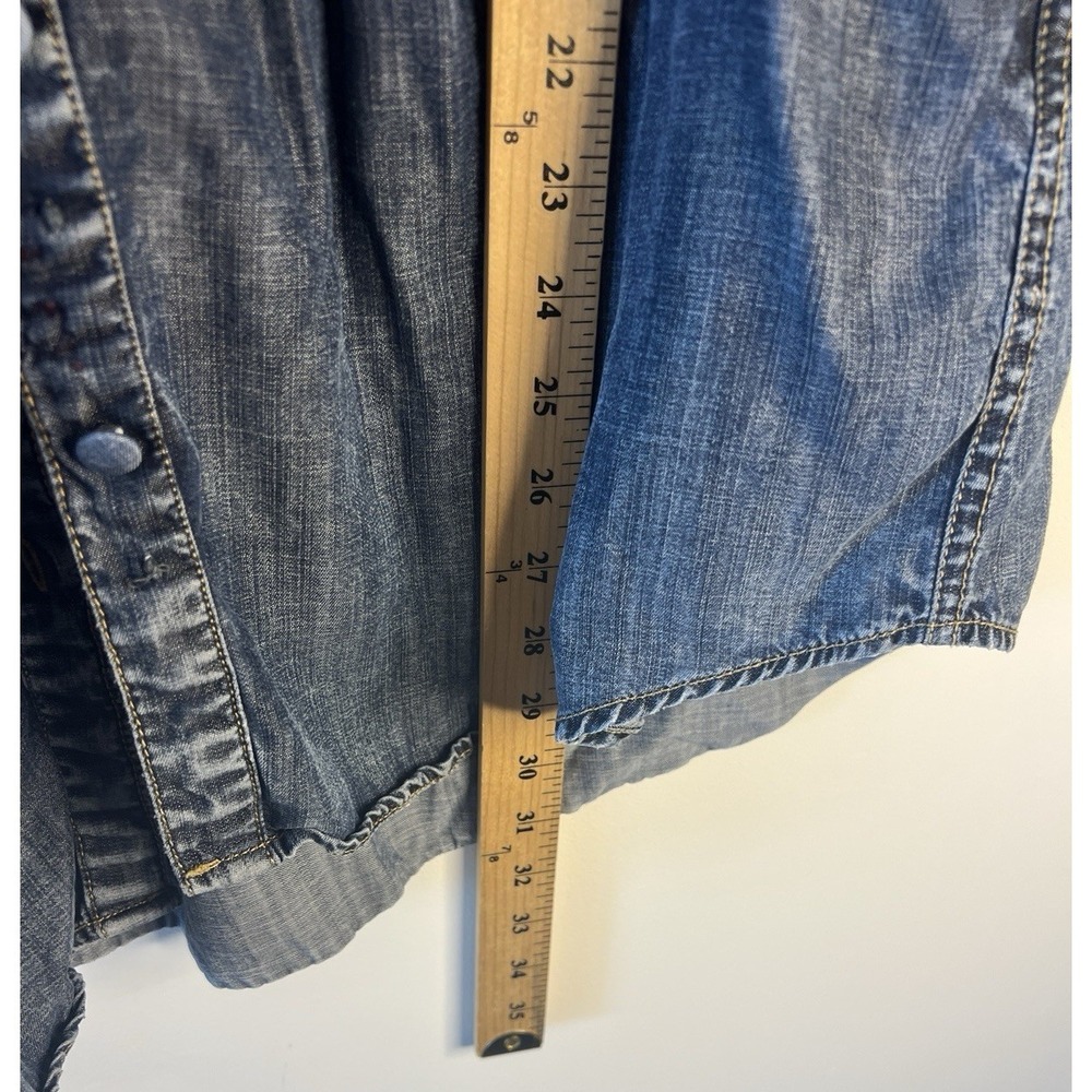 Soft Surroundings Women Denim Tunic Chambray Embroidered Boho Western Shirt L - Picture 10 of 11